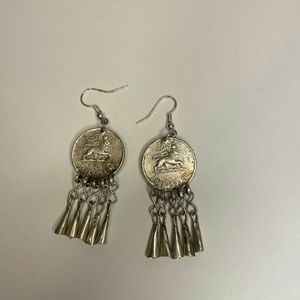 Vintage Silver Coin-Style Earrings